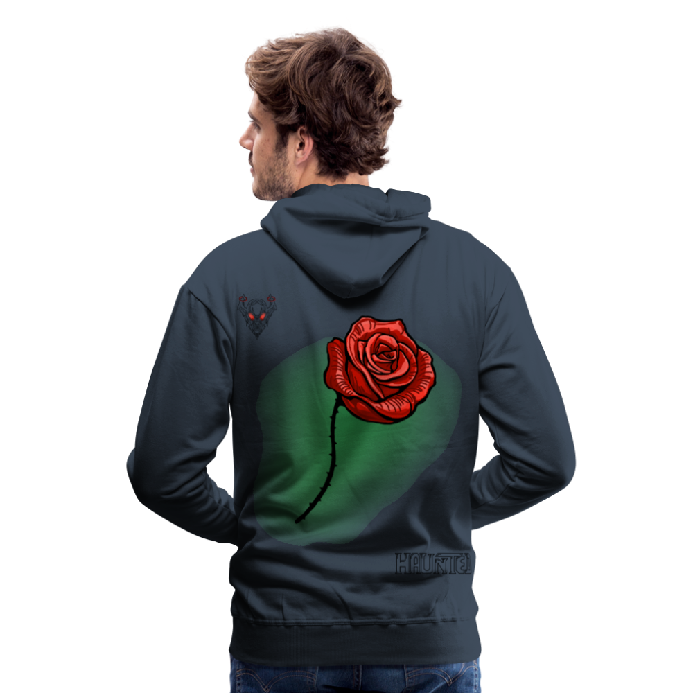 Men Hoodie Rose On Green 3 - Navy