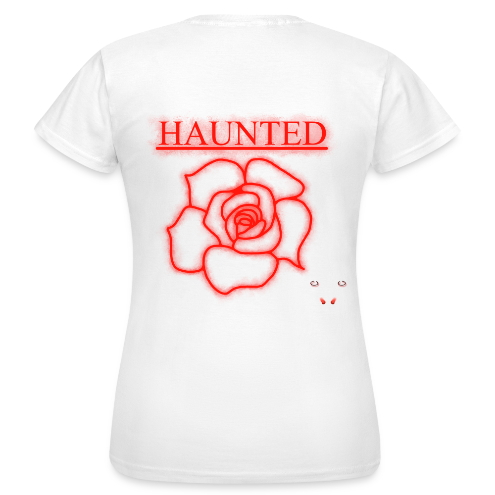 Women T-Shirt Red Neon Rose - Weiß