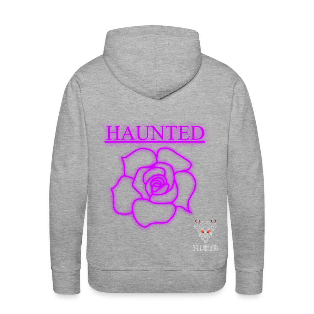 Men Hoodie Pink Neon Rose - Grau meliert