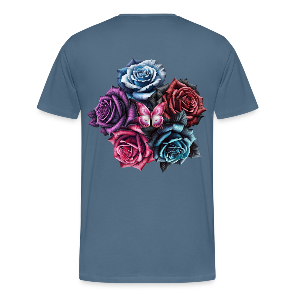 Men T-Shirt Rose Circle - Blaugrau