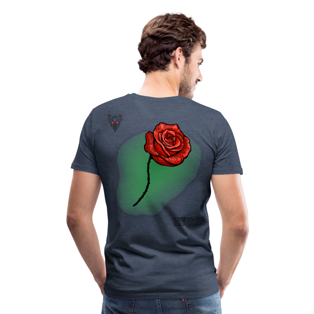 Man T-Shirt Rose on Green 2 - Blau meliert