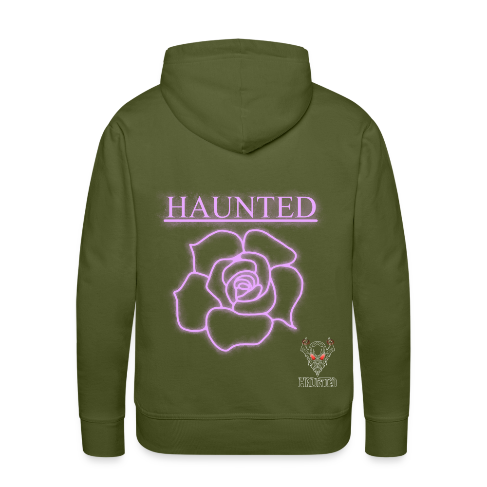 Men Hoodie Light Pink Neon Rose - Olivgrün