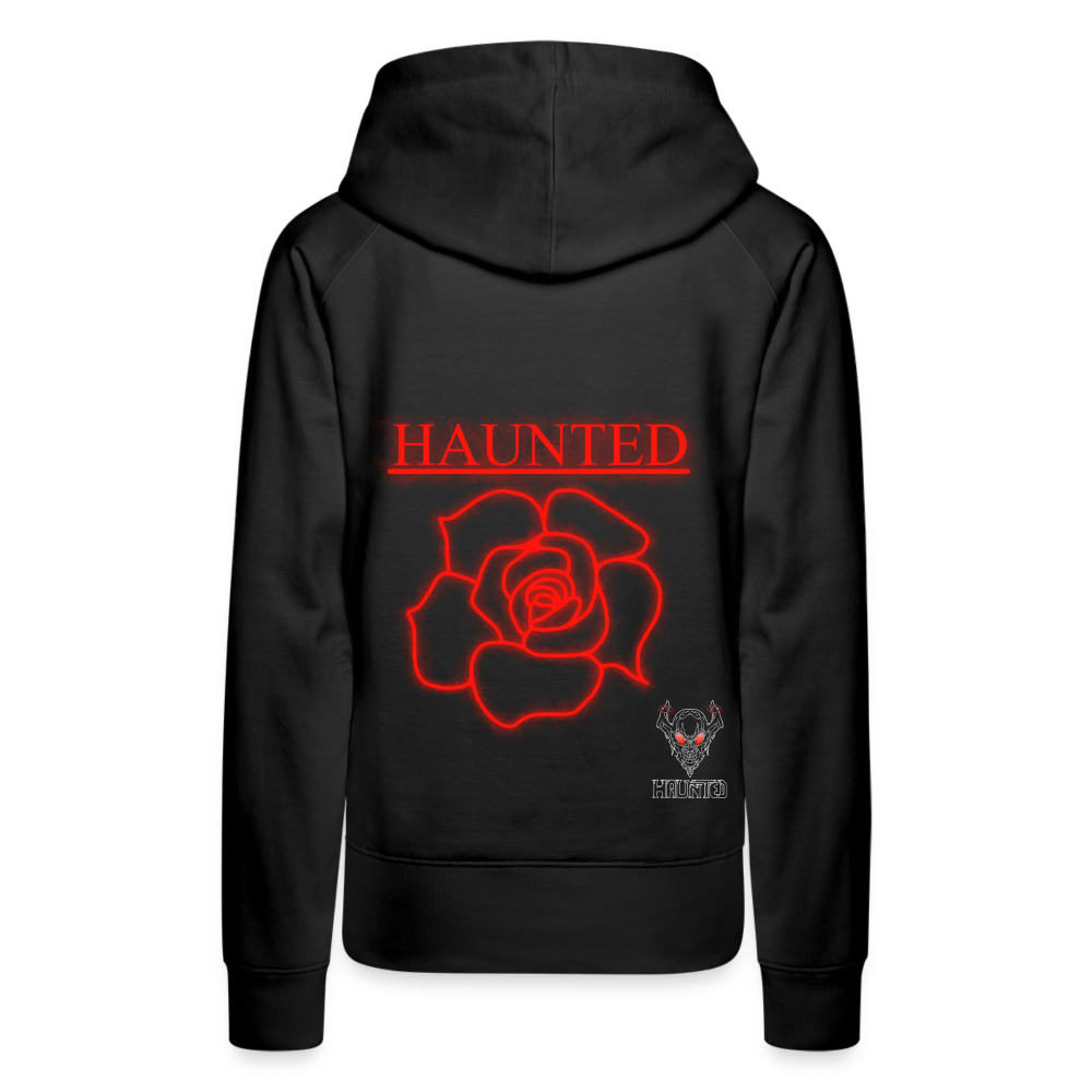 Women Hoodie Red Neon Rose - Schwarz