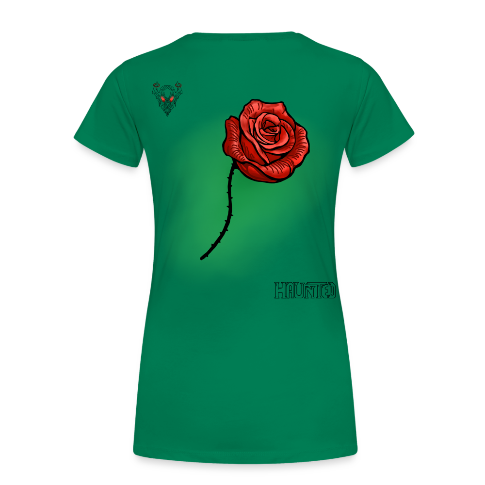 Woman T-Shirt Rose on Green 2 - Kelly Green