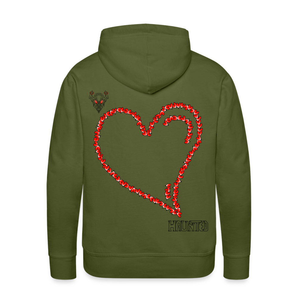Man Hoodie Hearts Dark - Olivgrün
