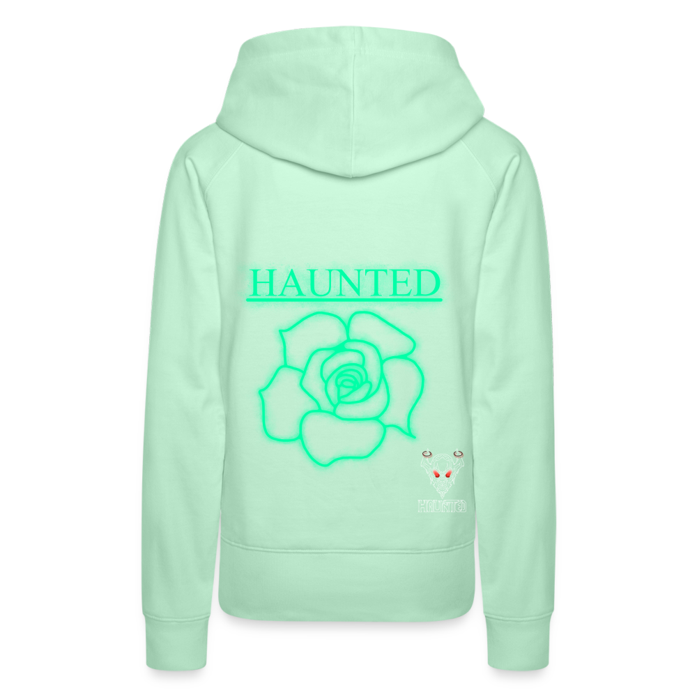 Women Hoodie Turquoise Neon Rose - helles Mintgrün