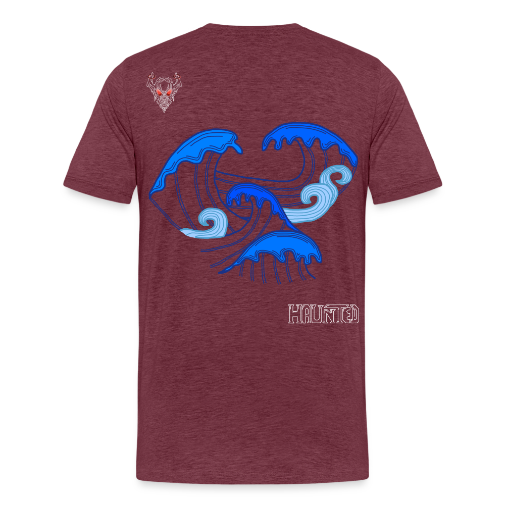 Man T-Shirt Waves clean Light - Bordeauxrot meliert