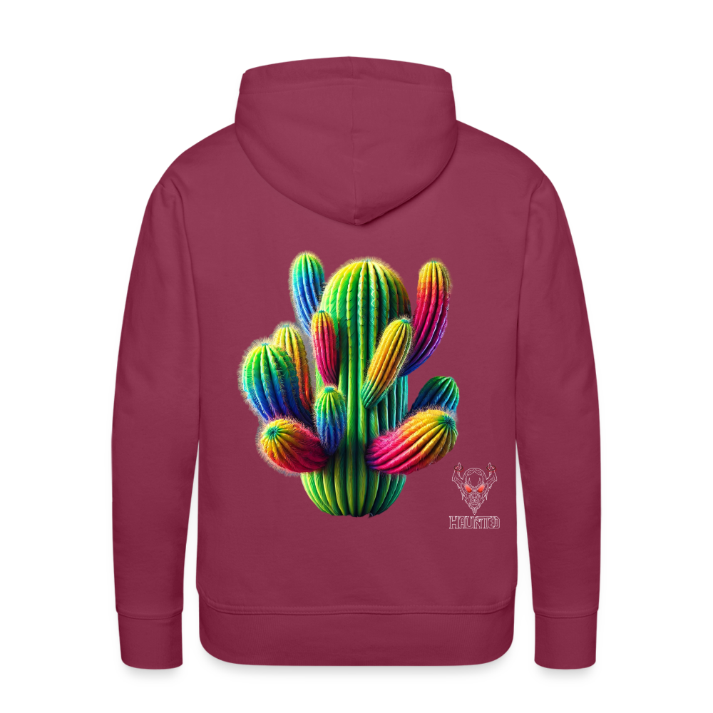 Men Hoodie "Prismatic Cactus Bloom" - Bordeaux