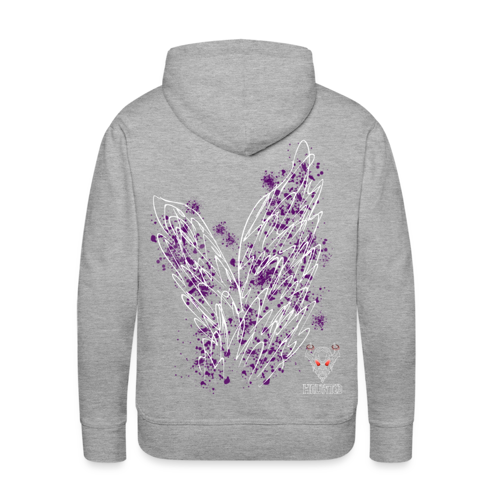 Men Hoodie Purple Wings - Grau meliert