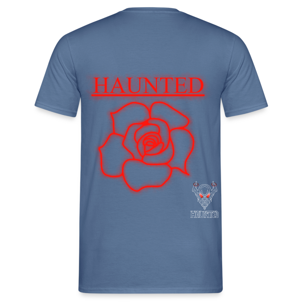 Men T-Shirt Red Neon Rose - Taubenblau 
