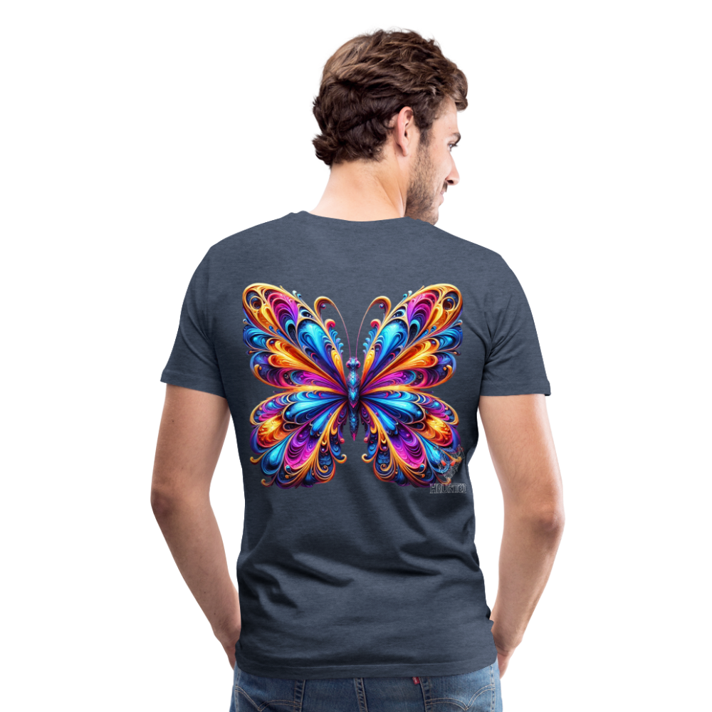 Men T-Shirt Vibrant Butterfly Elegance - Blau meliert