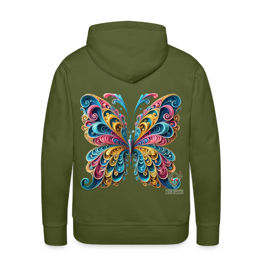Men Hoodie Whimsical Butterfly Harmony - Olivgrün