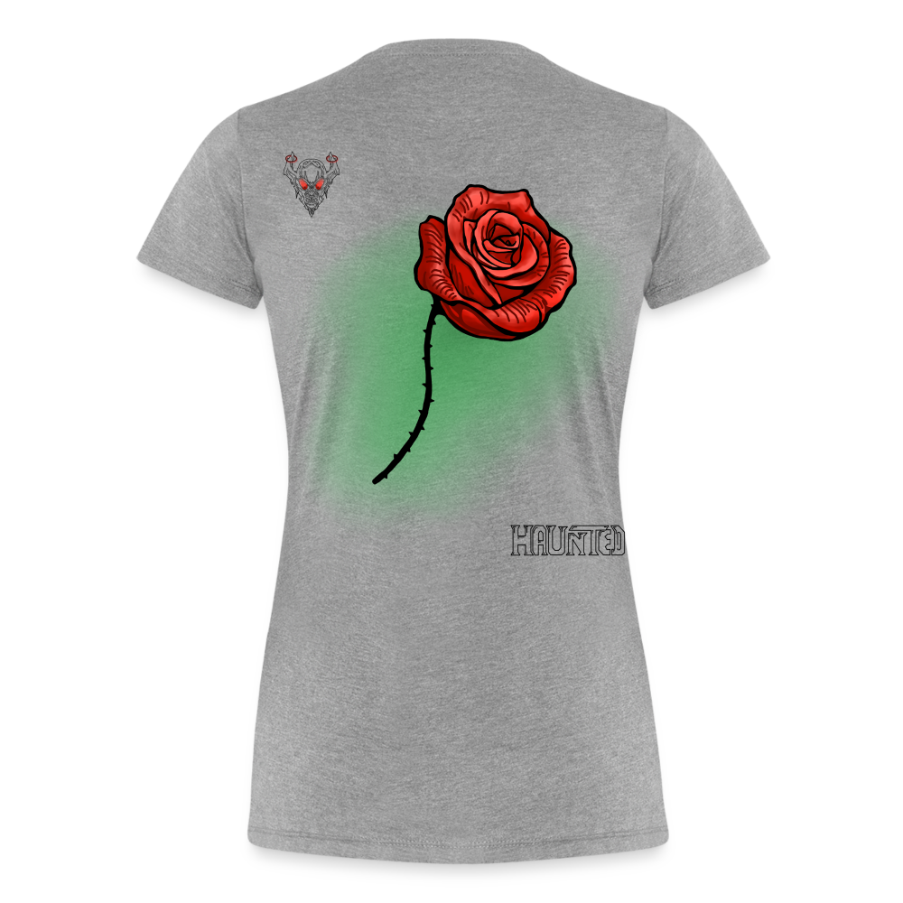 Woman T-Shirt Rose on Green 2 - Grau meliert