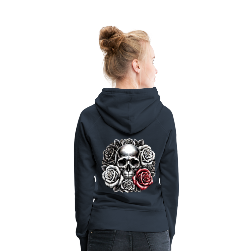 Women Hoodie Skull Roses - Navy