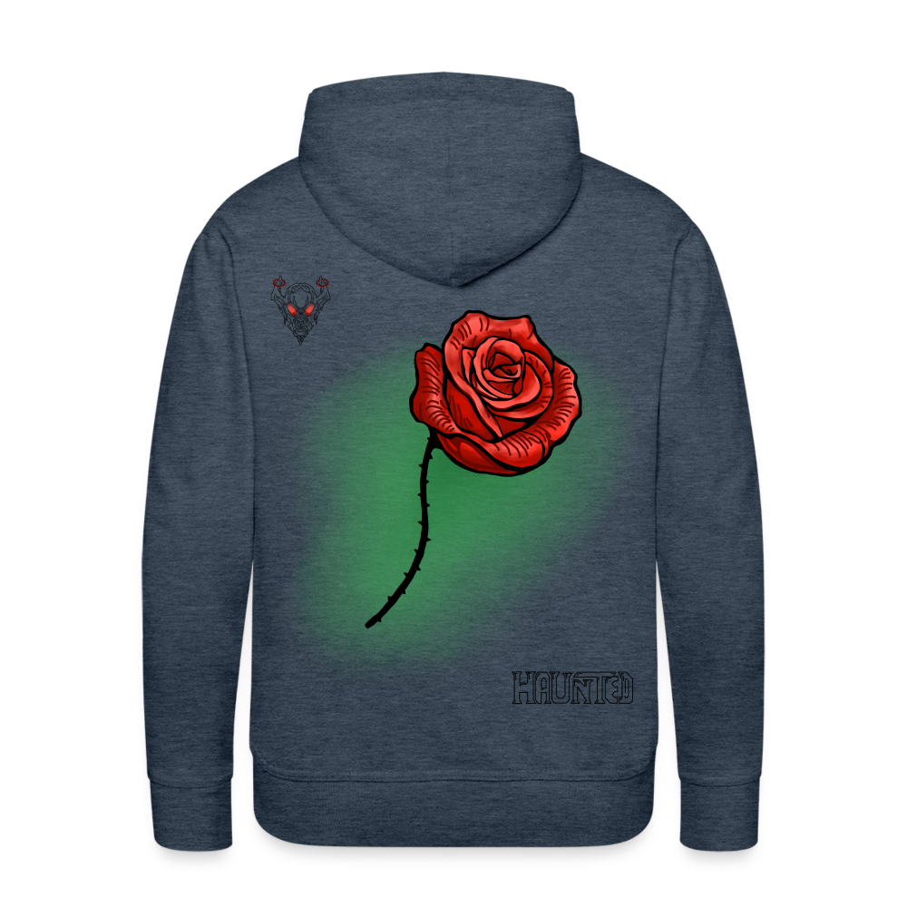 Men Hoodie Rose on Green 2 - Jeansblau