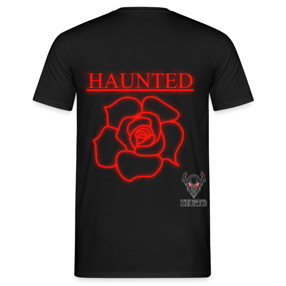 Men T-Shirt Red Neon Rose - Schwarz