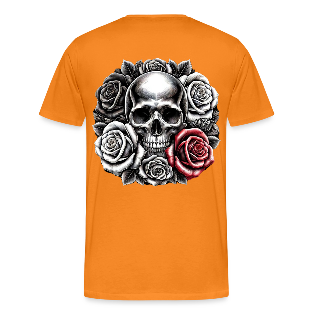 Men T-Shirt Skull Roses - Orange