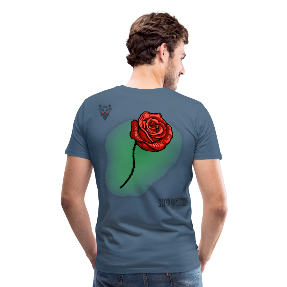 Man T-Shirt Rose on Green 3 - Blaugrau