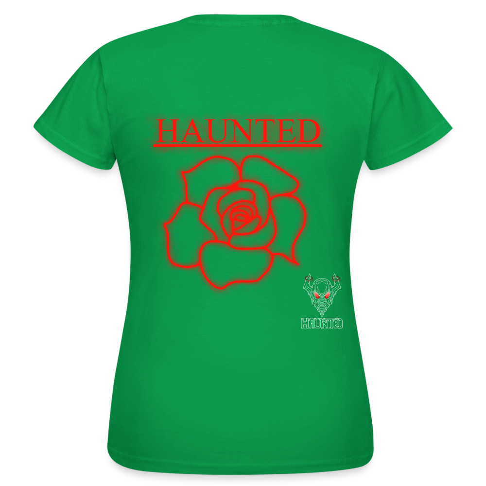 Women T-Shirt Red Neon Rose - Kelly Green