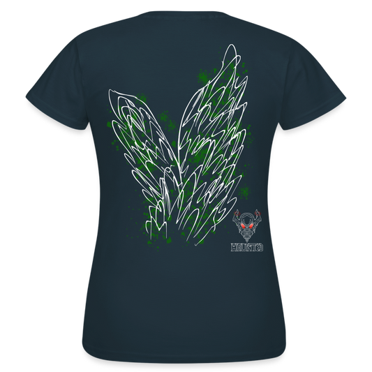 Women T-Shirt Dark Green Wings - Navy