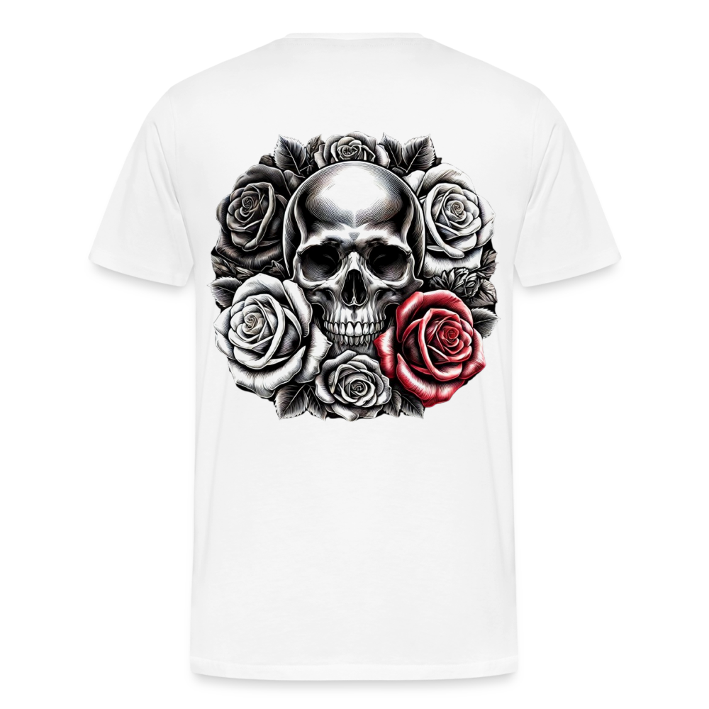 Men T-Shirt Skull Roses - Weiß