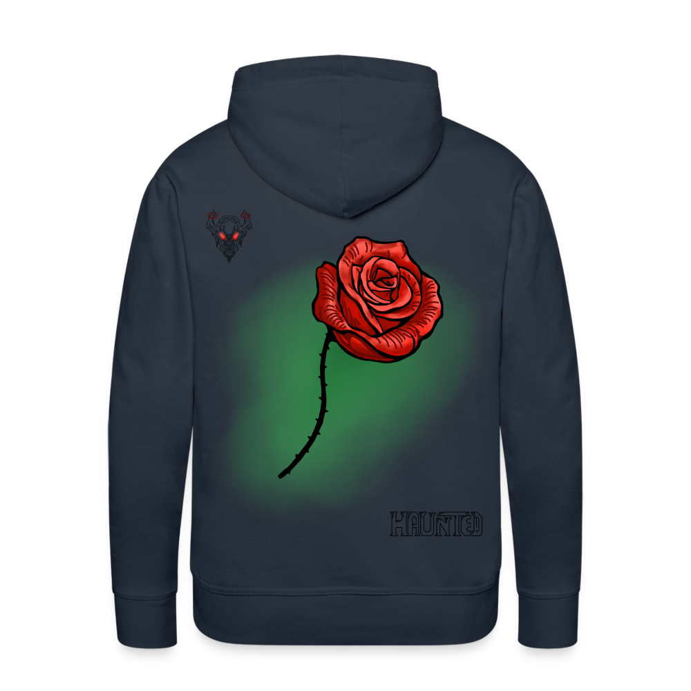 Men Hoodie Rose on Green 2 - Navy
