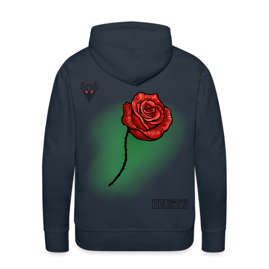 Men Hoodie Rose on Green 2 - Navy