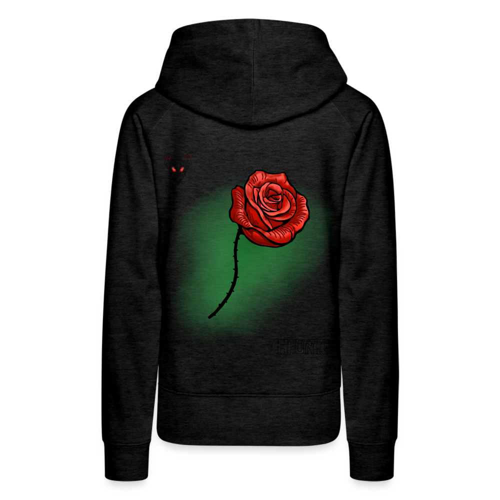Woman Hoodie Rose on Green 2 - Anthrazit