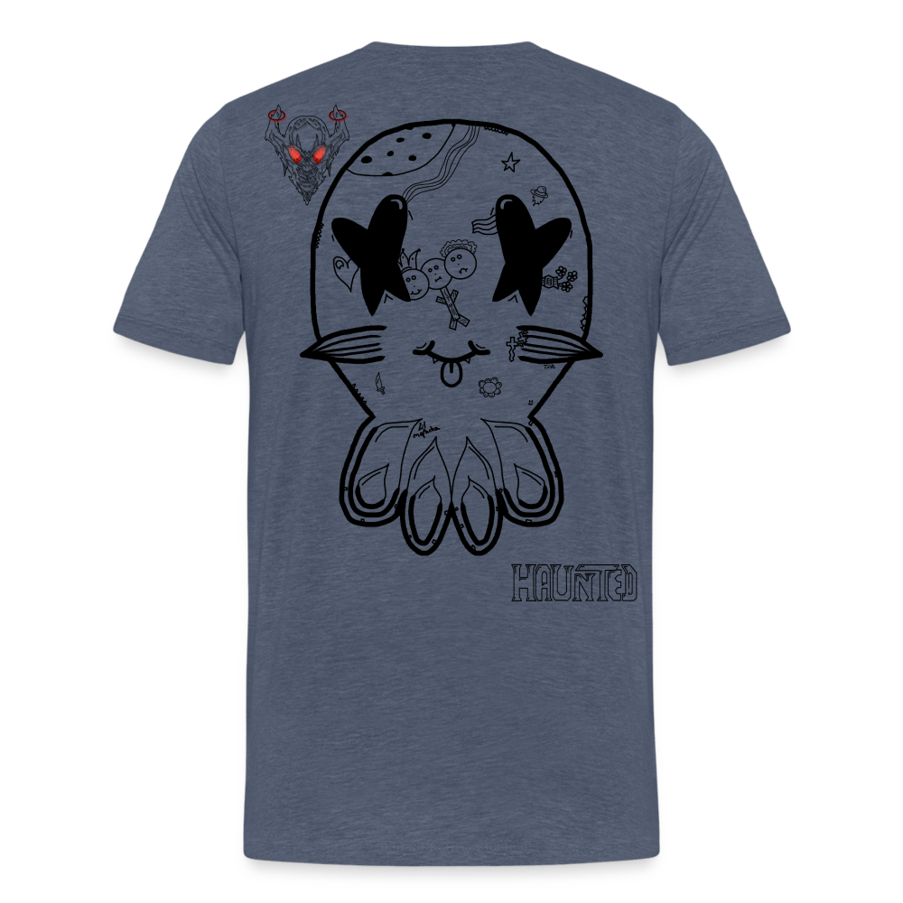 Man T-Shirt Ghost Doodle Dark - Blau meliert