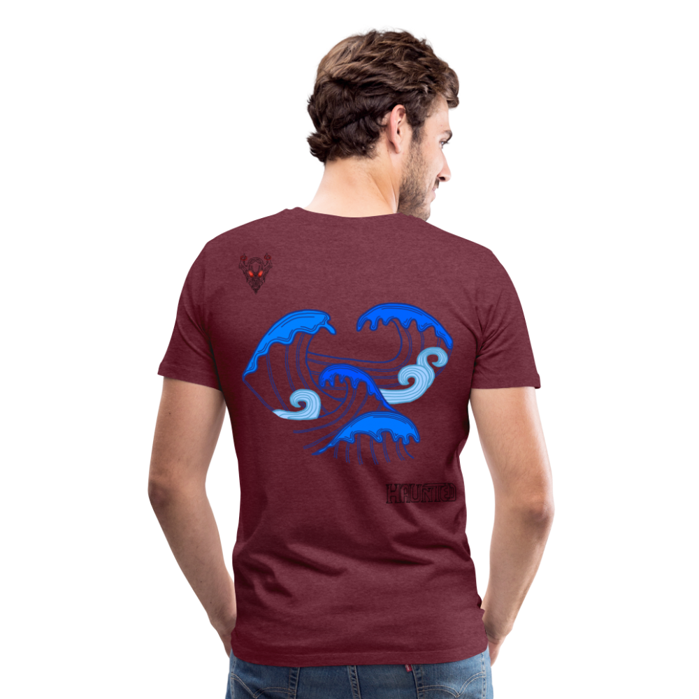 Man T-Shirt Waves clean Dark - Bordeauxrot meliert