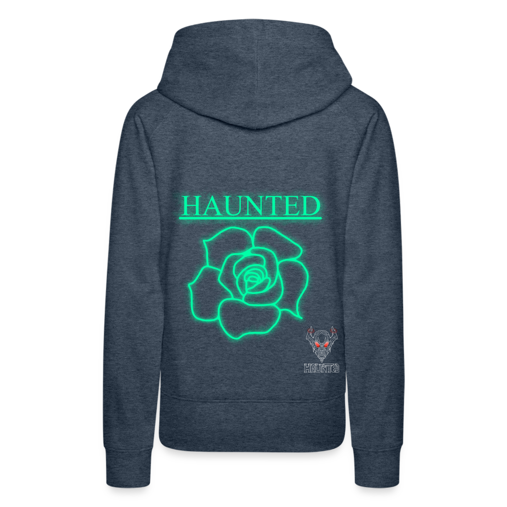 Women Hoodie Turquoise Neon Rose - Jeansblau