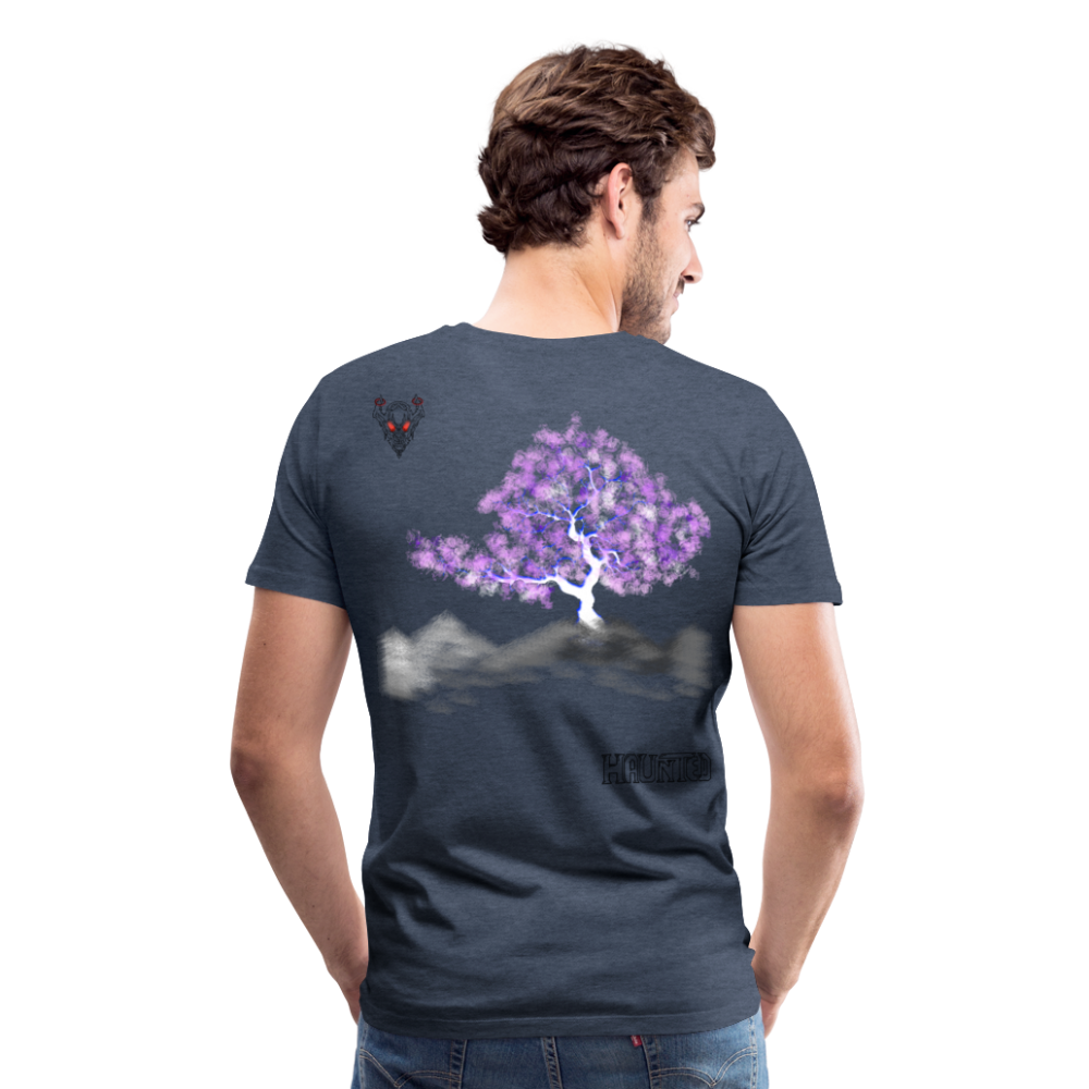 Man T-Shirt Cherry Blossom - Blau meliert