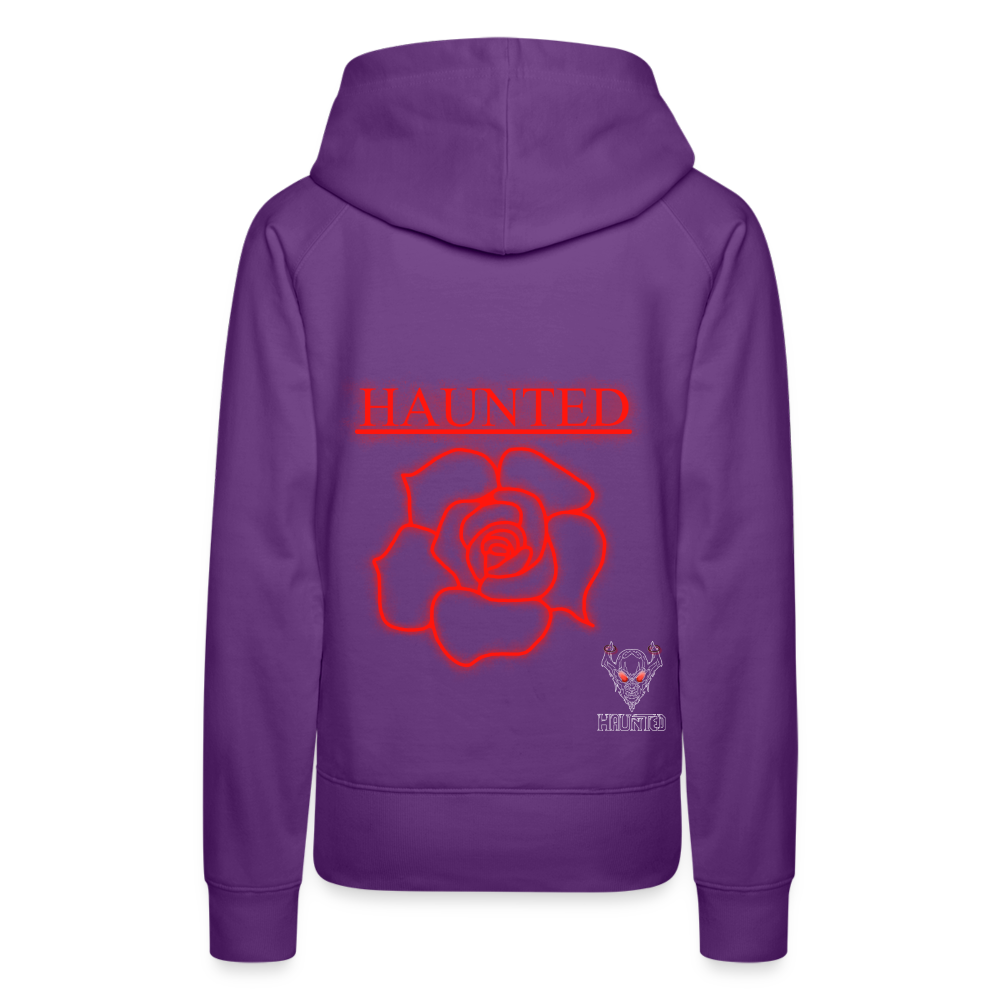 Women Hoodie Red Neon Rose - Purple
