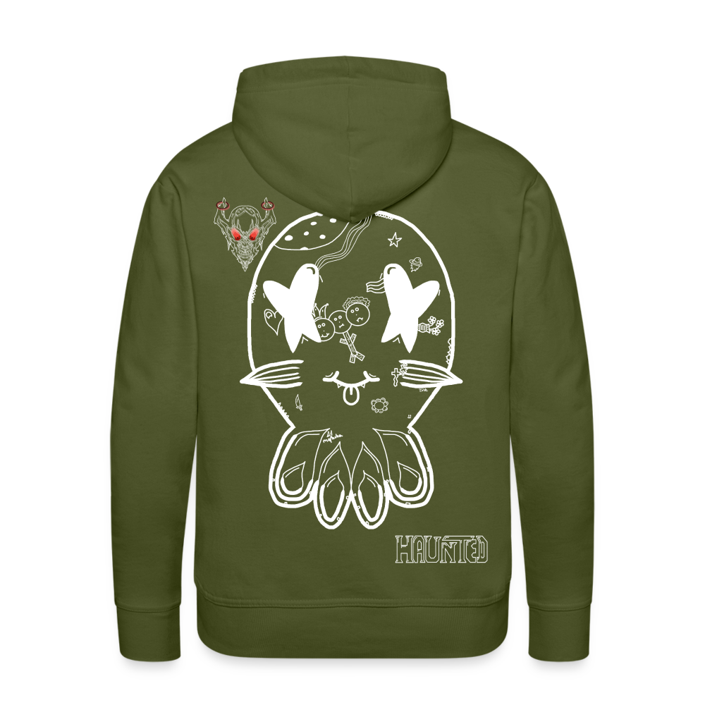 Man Hoodie Ghost Doodle Light - Olivgrün