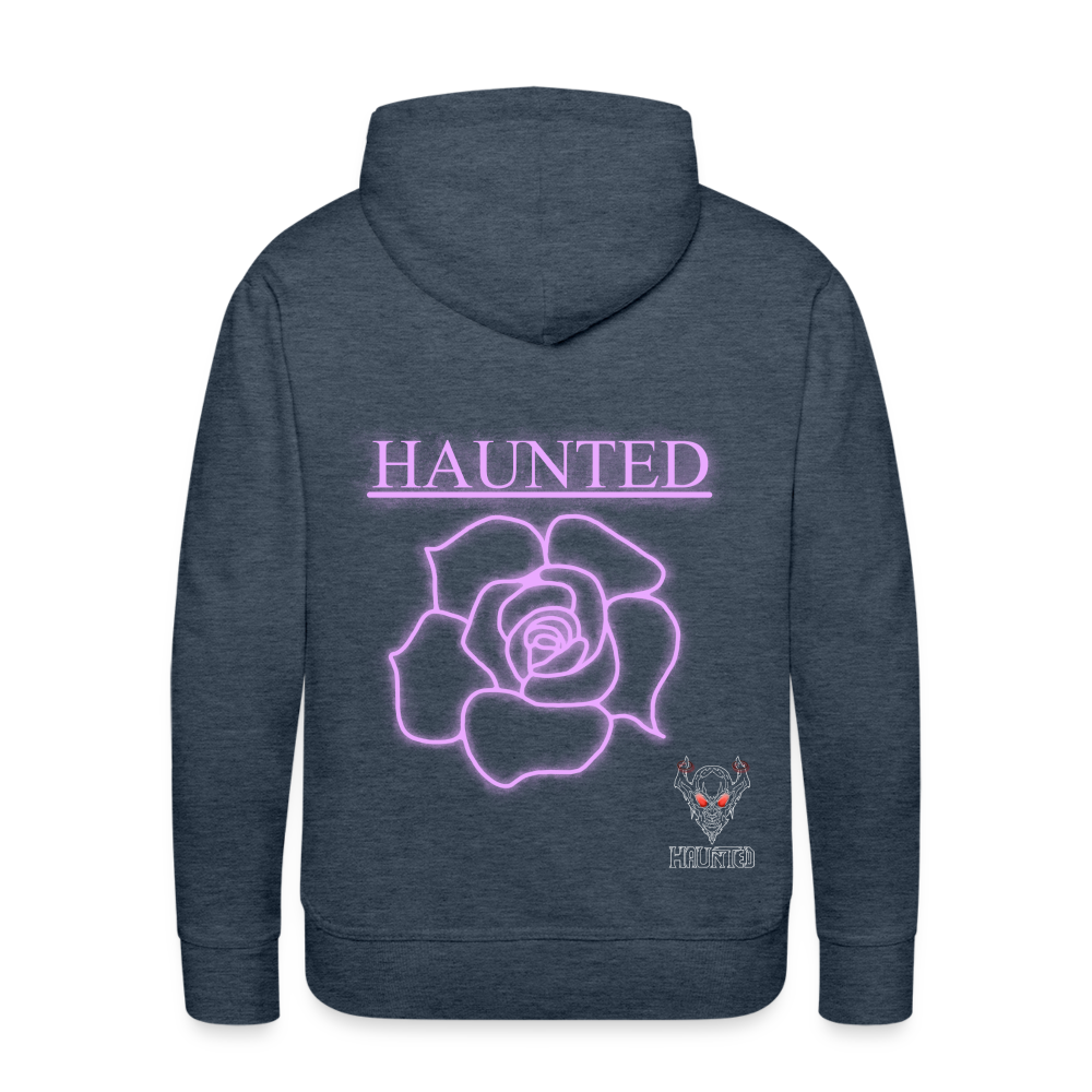 Men Hoodie Light Pink Neon Rose - Jeansblau