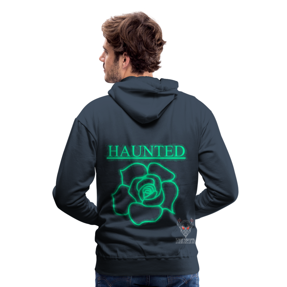 Men Hoodie Turquoise Neon Rose - Navy