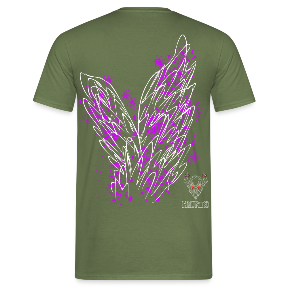 Men T-Shirt Pink Wings - Militärgrün