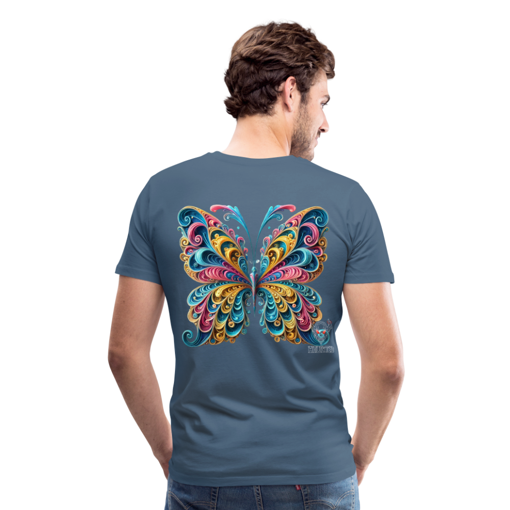 Men T-Shirt Whimsical Butterfly Harmony - Blaugrau