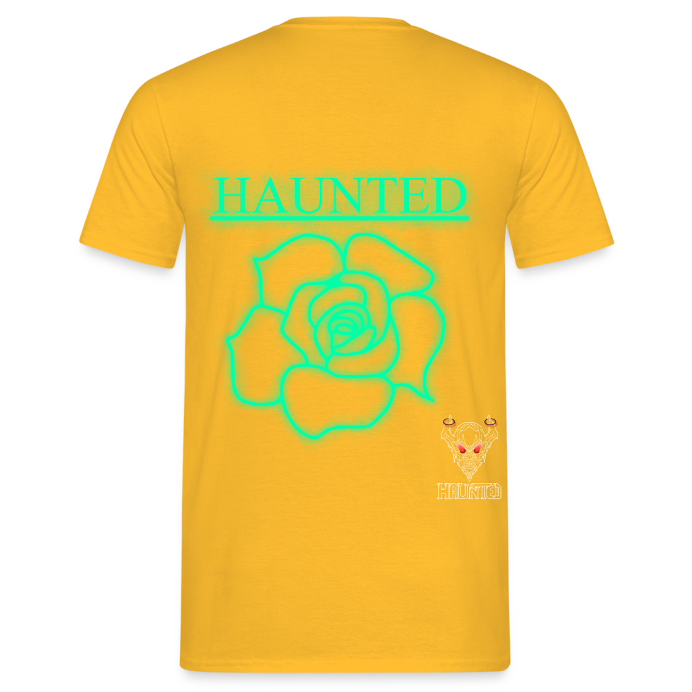 Men T-Shirt Turquoise Neon Rose - Gelb