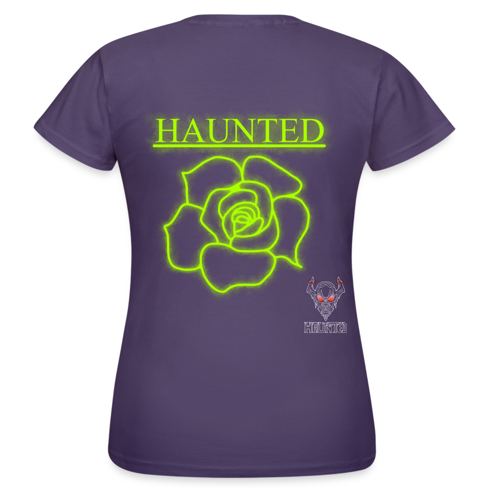 Women T-Shirt Poison Neon Rose - Dunkellila