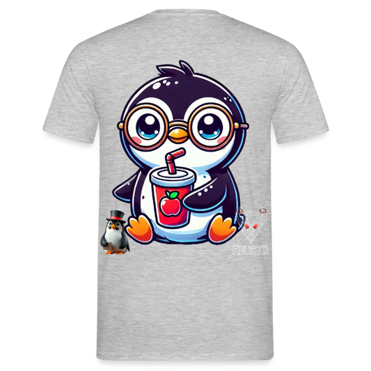 Men T-Shirt KasPenguin with Drink - Grau meliert