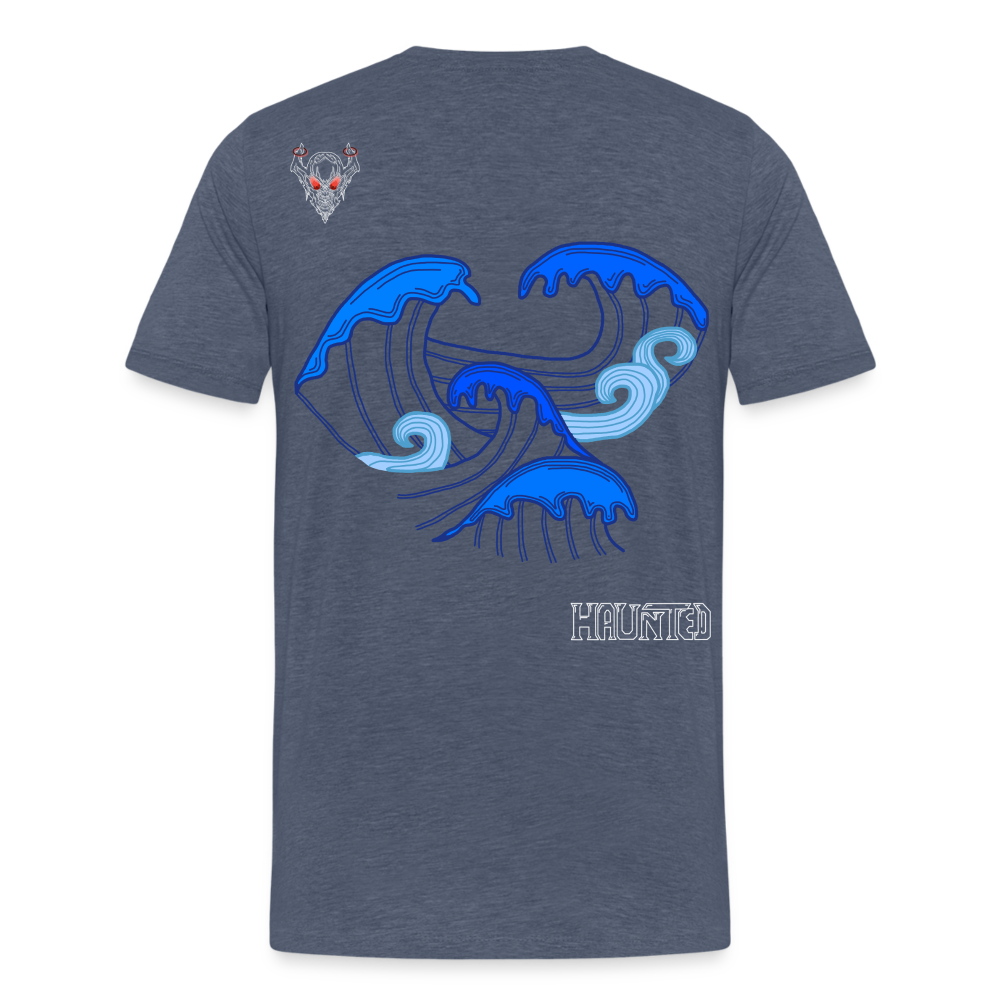 Man T-Shirt Waves clean Light - Blau meliert