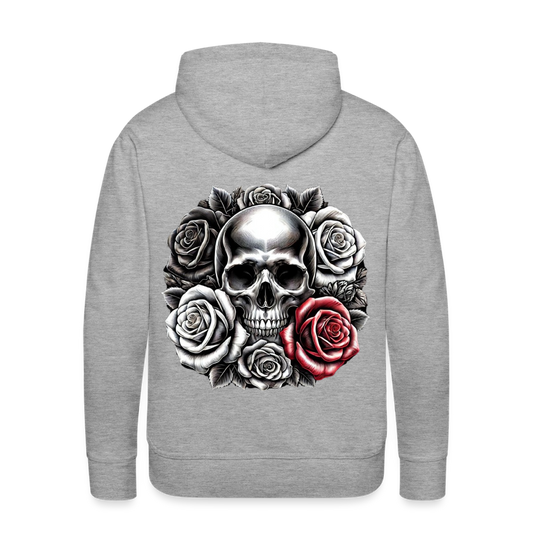 Men Hoodie Skull Roses - Grau meliert