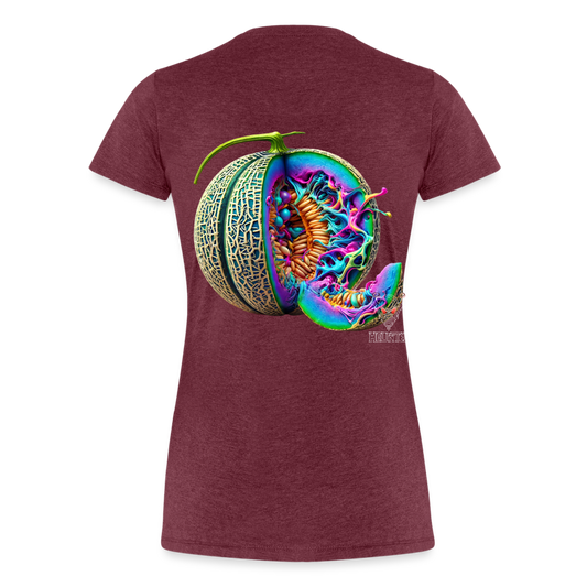 Woman T-Shirt Neon Melon Art - Bordeauxrot meliert