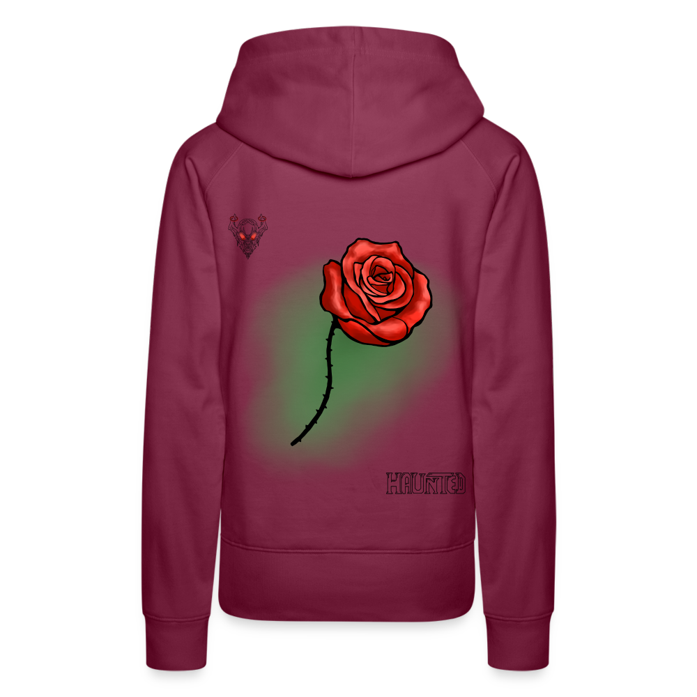 Woman Hoodie Rose on Green 1 - Bordeaux