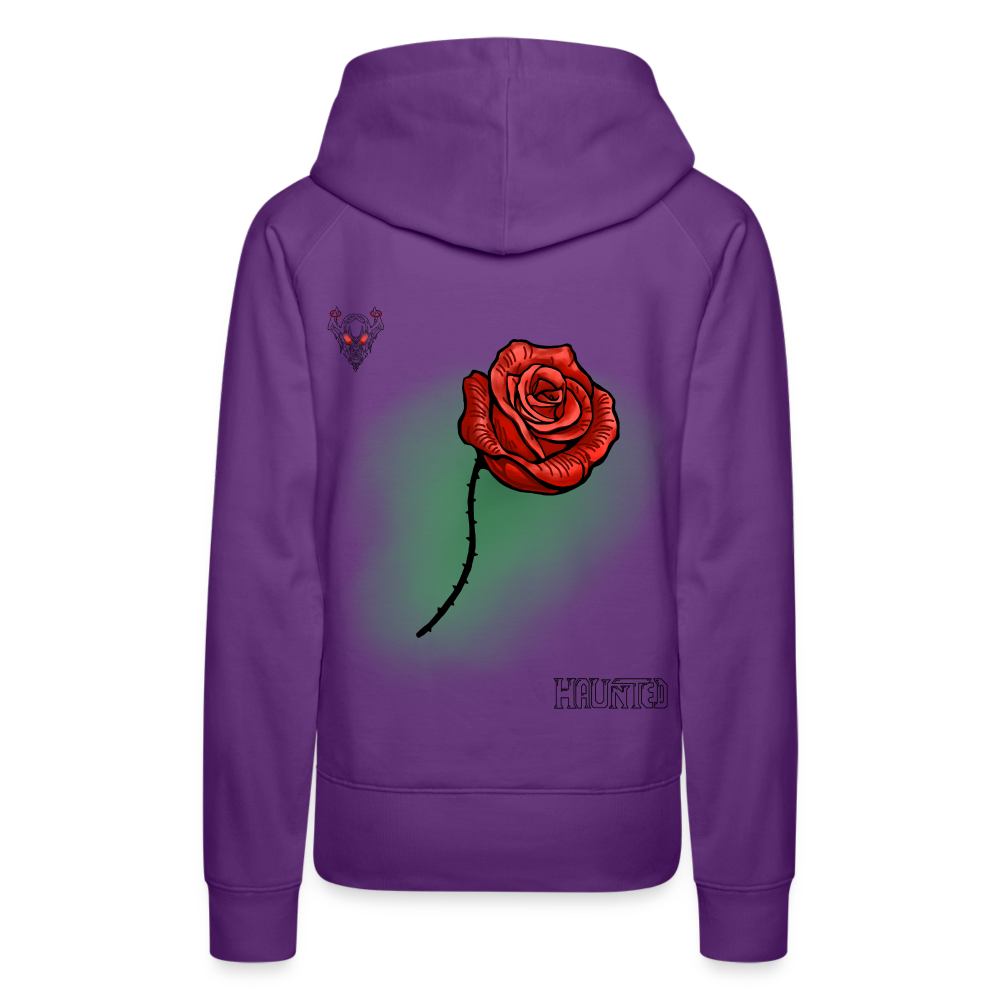 Woman Hoodie Rose on Green 2 - Purple
