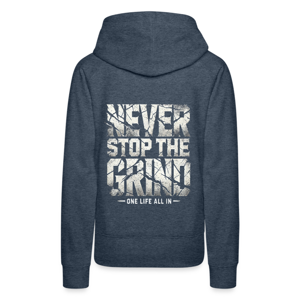 Women Hoodie Never Stop The Grind - Jeansblau