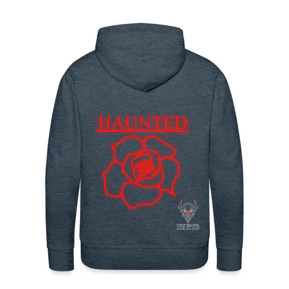 Men Hoodie Red Neon Rose - Jeansblau
