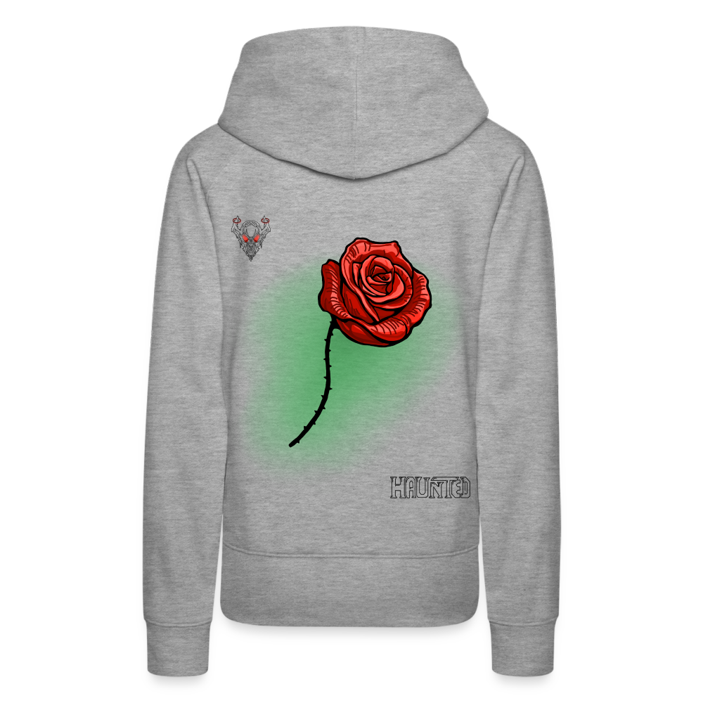 Woman Hoodie Rose on Green 3 - Grau meliert