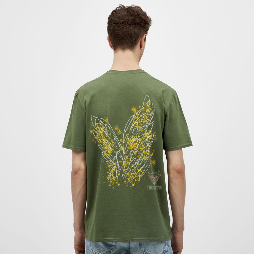 Men T-Shirt Yellow Wings - Militärgrün